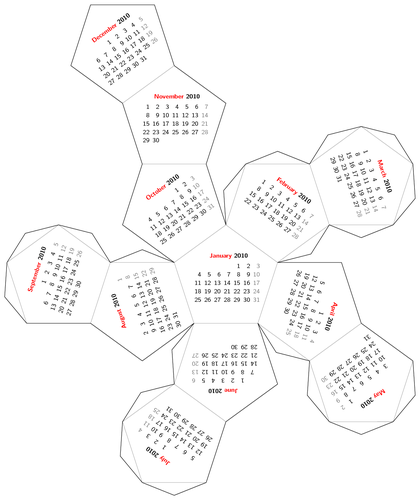 Foldable dodecahedron with Calendar