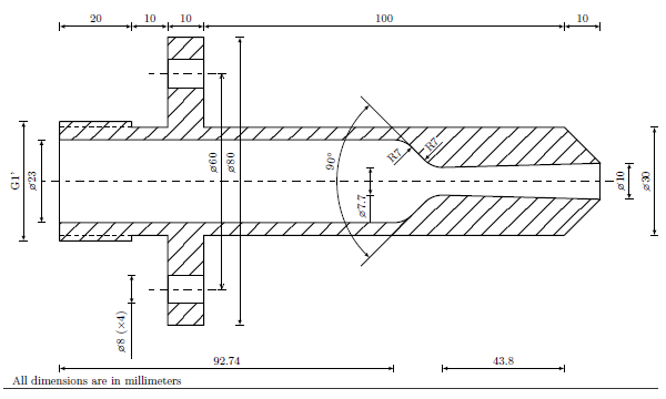 Supersonic nozzle technical drawing